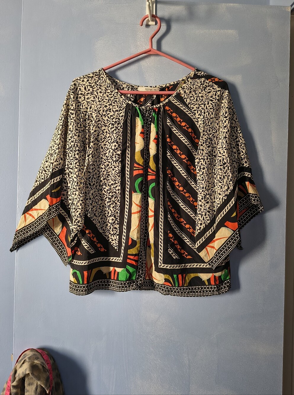 ETRO Silk Multicolor Kimono Sleeve Blouse M 44